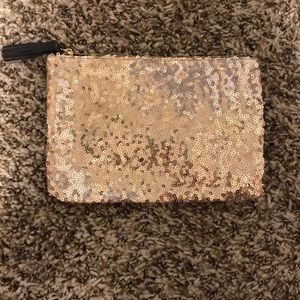Gold sequin makeup bag
